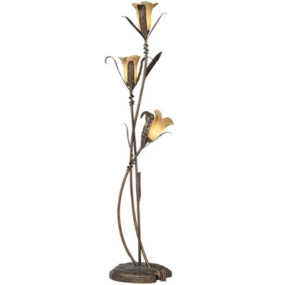 Bronze Gold Intertwined Lily 70" Torchiere Floor Lamp