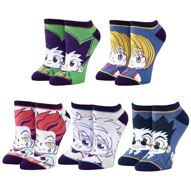 Hunter x Hunter Chibi Characters Casual Ankle Socks Set for Men 5-Pack, 1 of 7