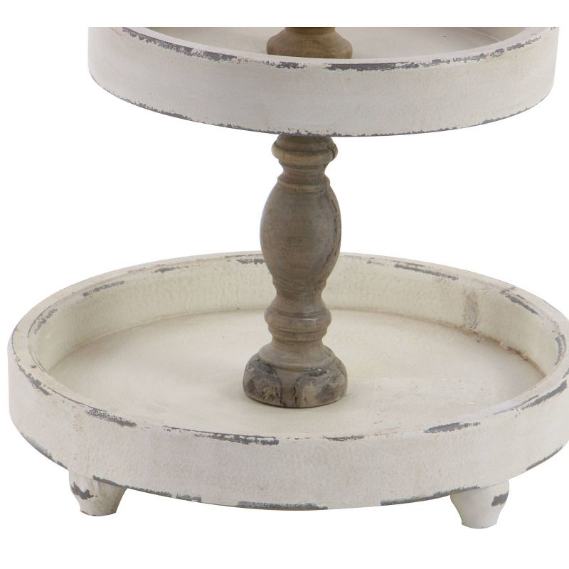 3 Tier Round Distressed Natural Wood Farmhouse Style Serving Trays - Olivia &#38; May, 4 of 18