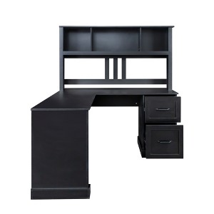 Vynxaria Home Office Computer Desk with Hutch ¨C 2-Tier Shelf & Drawers for Storage, Versatile Study/Work Station - 1 of 4