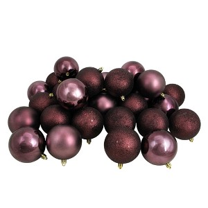 Northlight Shatterproof 4-Finish Christmas Ball Ornaments - 2.5" (60mm) - Mulberry - 60ct - 1 of 4