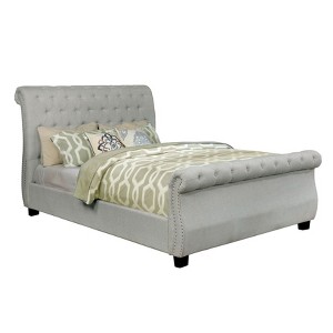 Gwen Upholstered Sleigh Adult California King Bed Light Gray - ioHOMES, Beige
