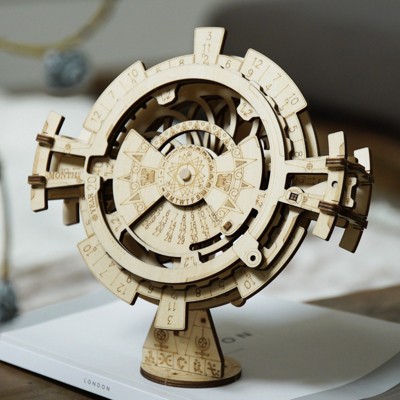 ROBOTIME 3D Wooden Puzzle Perpetual Calendar, Engineering Toys, Beige, 6.9"*3.5"*5.5"