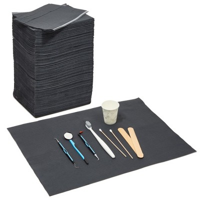 Stockroom Plus 125 Pack Dental Bibs, Disposable Water Resistant Dentist Napkin for Tattoo Piercing Supplies, 13 x 18 inch, Black