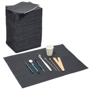 Stockroom Plus 125 Pack Dental Bibs, Disposable Water Resistant Dentist Napkin for Tattoo Piercing Supplies, 13 x 18 inch, Black - 1 of 4