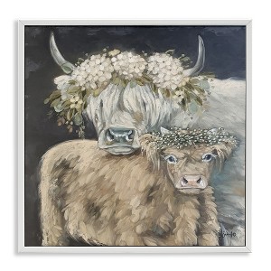 Stupell Industries Highland Cattle with Flower Garlands, 17" x 17" - 1 of 4
