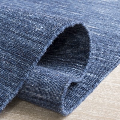 Handmade Navy Blue Wool Square Rug, 6'