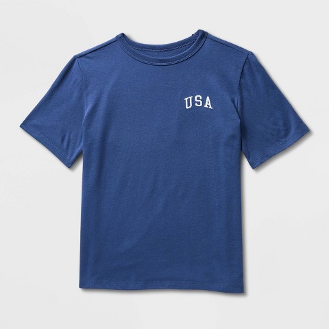 Детские Cat & Jack Kids' Short Sleeve 'USA Flag' Graphic T-Shirt - Cat & Jack™ Navy Blue M
