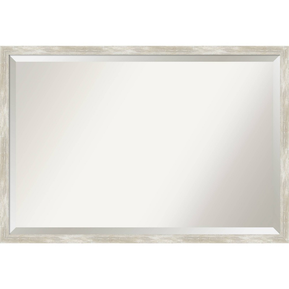 Photos - Wall Mirror 38" x 26" Crackled Metallic Narrow Framed  Silver - Amanti Art