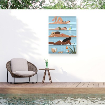 Trademark Fine Art - Petra Lizde  Ladies by the pool Matted Framed Art