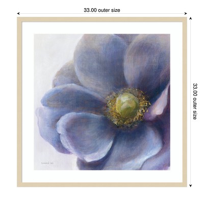 Purple and Blue Anemone Lithograph with Wood Frame, 33 x 33