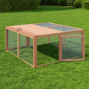 Folding Chicken Coop Run Rabbit Hutch, Portable Wooden Chicken Cage Pens with Top & Side Opening Doors, Small Animal Poultry Pet Cage - 1 of 4