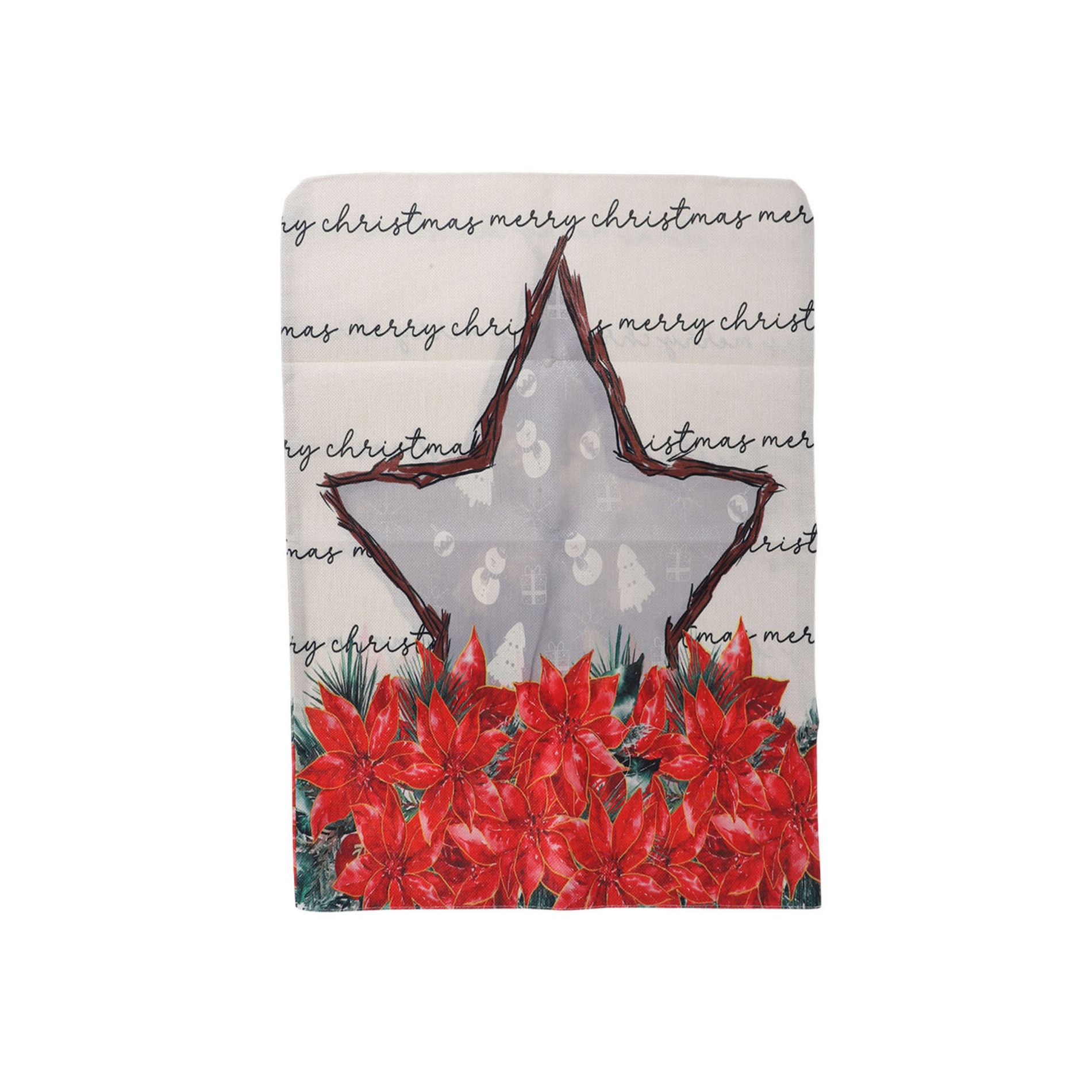 Unique Bargains Dining Chair Slipcovers Faux Linen Gray 22.44"x18.11" 1 Pc Star Flower Cluster