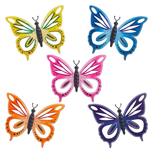 5 Colorful Metal Butterfly Wall Decor For Patio, Porch, Garden