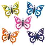 5 Colorful Metal Butterfly Wall Decor for Patio, Porch, Garden, Kitchen Hanging Decorations (9.4 x 7.5 Inches)