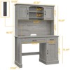 47" Executive Desk with Hutch, Drawers & LED Light, Computer Desk with Charging Station - 2 of 4