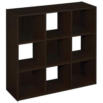 ClosetMaid 9 Cube Laminated Wood Stackable Open Bookcase Display Shelf Storage Organizer - Brown Espresso