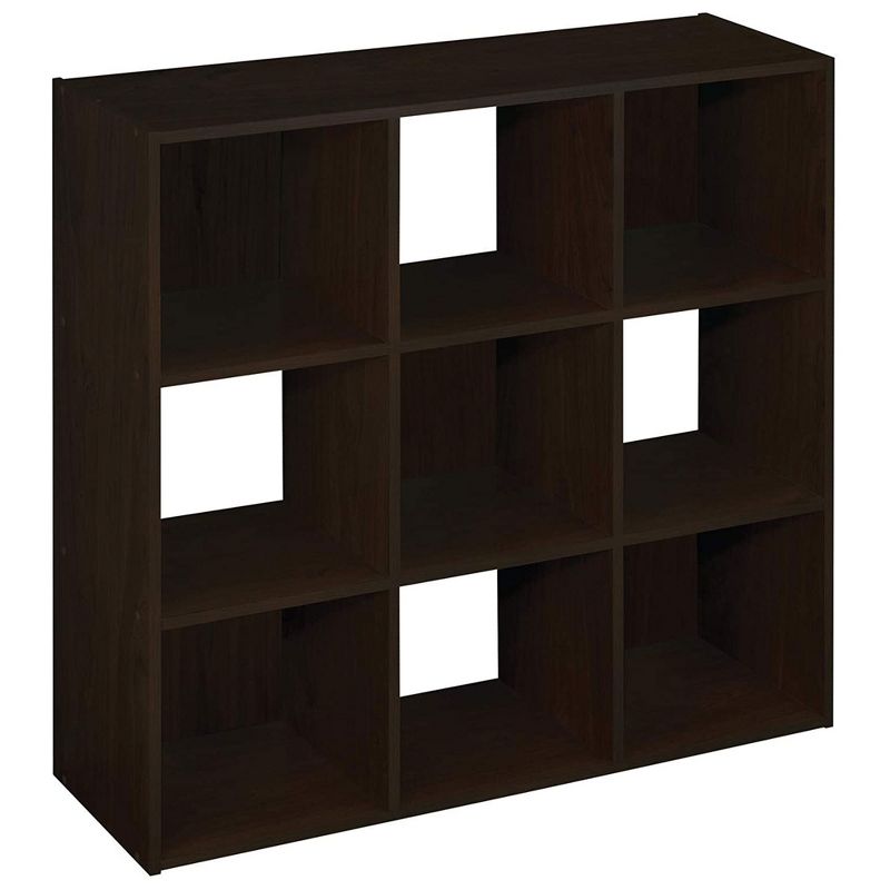 ClosetMaid 9 Cube Laminated Wood Stackable Open Bookcase Display Shelf Storage Organizer - Brown Espresso, 1 of 7