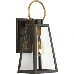 Progress Lighting Barnett 1-Light Small Wall Lantern, Antique Bronze, Glass Shade, Wet Rated - 1 of 3
