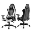 Gaming Chair With Footrest And Ergonomic Lumbar Massage Pillow Pu Leather  Office Chair White - Gtracing : Target