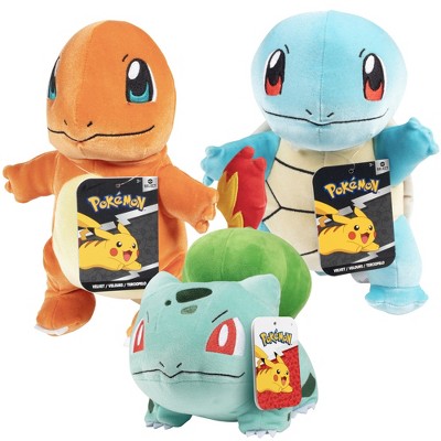 Pokemon 8" Velvet Plush Starter 3-Pack - Charmander, Squirtle, & Bulbasaur! - Officially Licensed Jazwares - Great Gift for Kids, Boys & Girls
