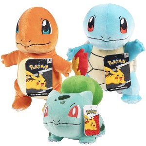 Pokemon 8" Velvet Plush Starter 3-Pack - Charmander, Squirtle, & Bulbasaur! - Officially Licensed Jazwares - Great Gift for Kids, Boys & Girls - 1 of 4