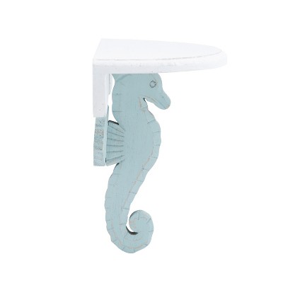 Beachcombers 9.25" Small Single Blue Seahorse Decorative Floating Wall Shelf
