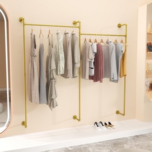 Artloge 80" Long Heavy Duty Pipe Clothes Rail Walk-in Closets Wall Mounted Garment Hanging Rod Pipe Clothing Racks for Dresses Storage, Space Saving - 1 of 4