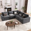 Sectional Sleeper Sofa with Pull Out Bed, Chenille Modular Sectional Sofa U Shaped Couch with Pull Out Couch and Storage Seat & Ottoman - 3 of 4
