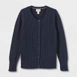 Girls' Crew Neck Cable Uniform Cardigan Sweater - Cat & Jack™ Blue