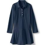 Lands' End School Uniform Girls Long Sleeve Mesh Pleated Polo Dress