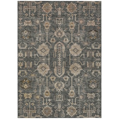 Gray Silver And Beige Oriental Washable Indoor Outdoor Area Rug
