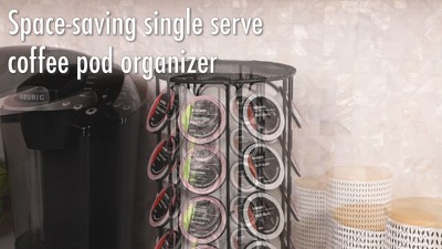 Black Powder-Coated Metal Coffee Pod Carousel with 35-Pod Capacity