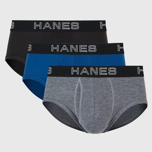 Hanes Premium Men's Briefs with Total Support Pouch 3pk - Gray/Blue/Black S