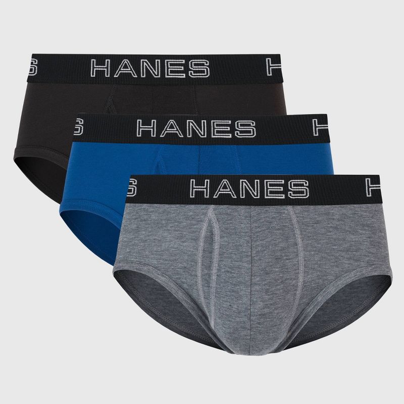 Hanes Premium Men&#39;s Briefs with Total Support Pouch 3pk - Gray/Blue/Black, 1 of 7