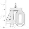 Black Bow Jewelry Sterling Silver, Athletic Collection, Large Polished Number 40 Pendant - 2 of 3