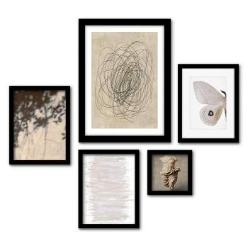 Americanflat 5 Piece White Framed Gallery Wall Art Set Abstract Modern - Beige Abstract Photography