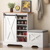 Okak Farmhouse Freestanding Shoe Cabinet Console with Storage Bench/Shelves,Space Saving Shoe Rack for Corridors, Entrances - 3 of 4