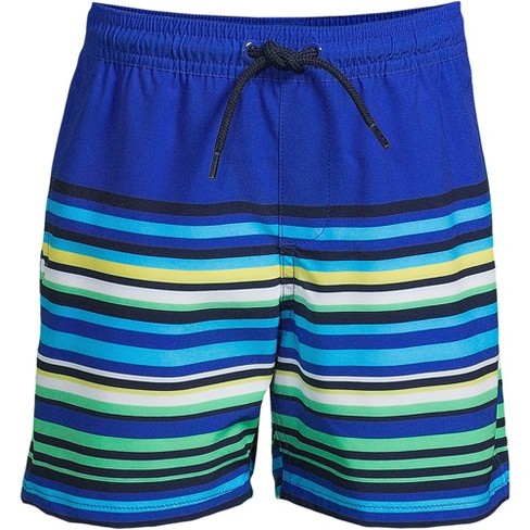 Lands End Kids Active Stretch Swim Trunks X small Electric Blue Stripe Target