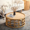 Modern Round Coffee Table with Open-Frame Base, Wood Accent End Table for Living Room, Bedroom, Office, or Small Spaces – The Pop Home - 2 of 4