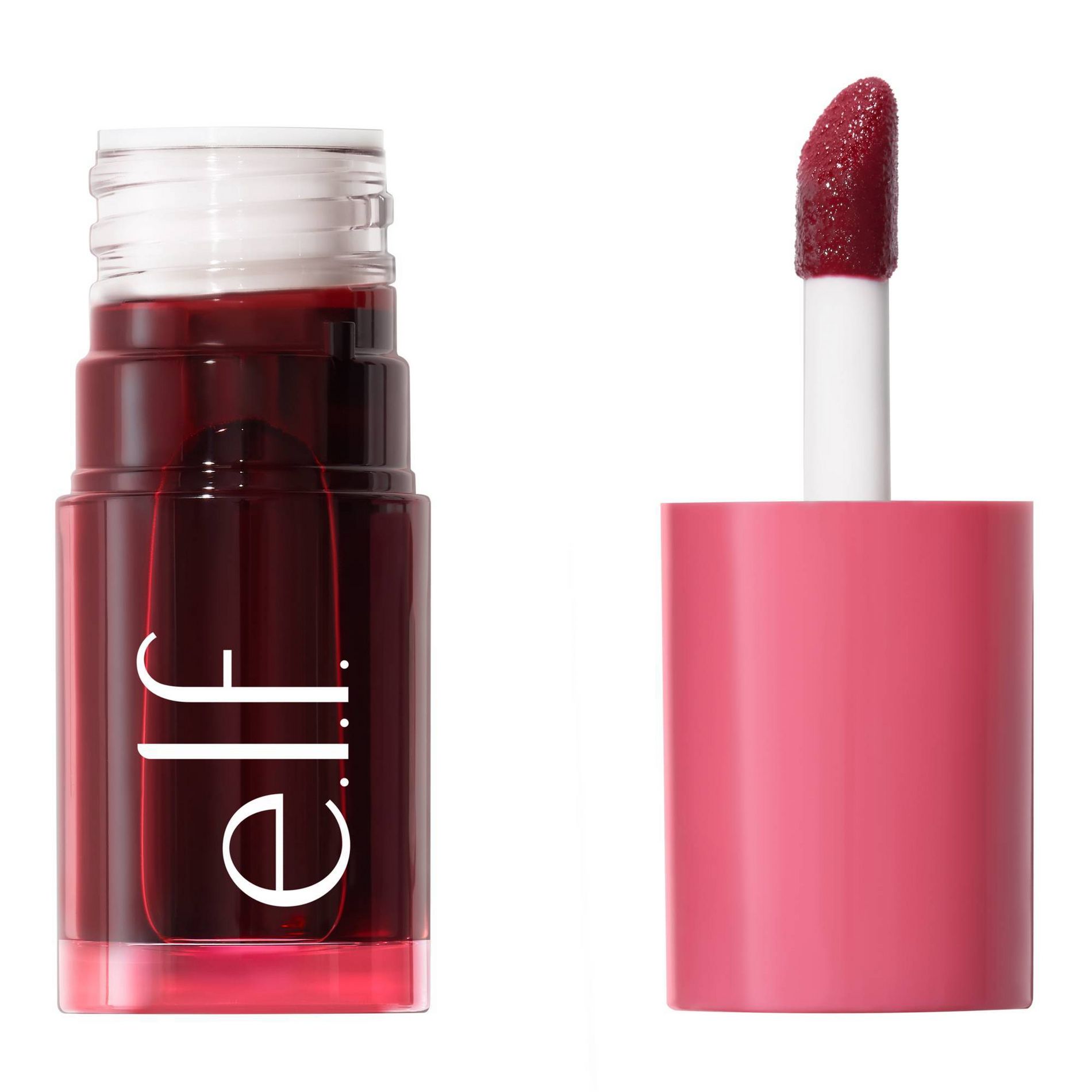 e.l.f. Sheer For It Blush Tint - Buildable Stain For Lips + Cheek - Left on Red - 0.22 fl oz