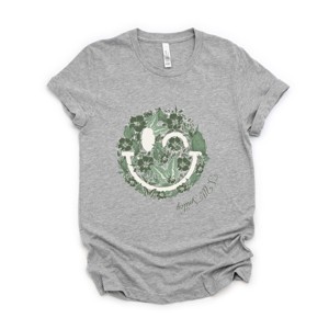 S.W.Smiley Green Floral Butterflies - Women's Short Sleeve Graphic T-Shirt - 1 of 4