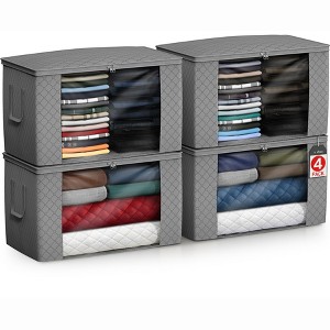 Sorbus Foldable Storage Bag Organizers, Large Clear Window & Carry Handles, Great for Clothes, Blankets, Closets, Bedrooms, and more - 1 of 4