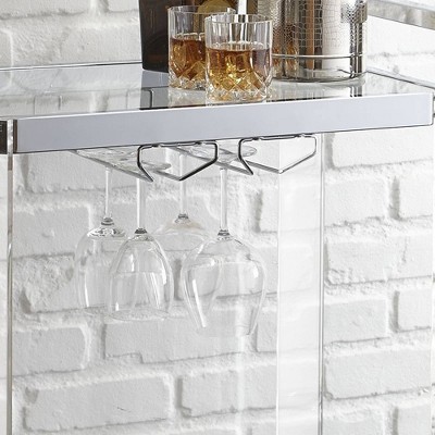 Aeron Modern Acrylic Serving Cart with Tempered Glass Shelves
