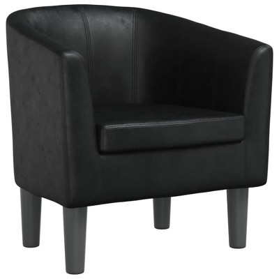vidaXL Modern Tub Chair in Black Faux Leather - Sturdy Elegant Seating for Living Room, Bedroom