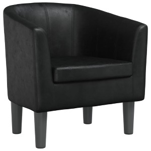 vidaXL Modern Tub Chair in Black Faux Leather - Sturdy Elegant Seating for Living Room, Bedroom - 1 of 4