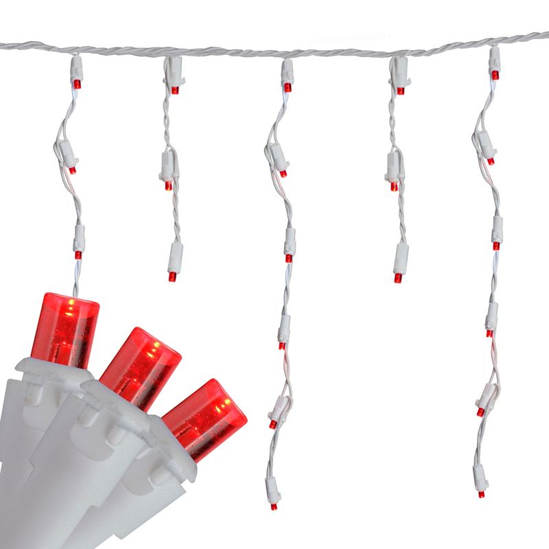 Brite Star Set of 70 Red LED Wide Angle Icicle Christmas Lights - 6ft White Wire, 3 of 5