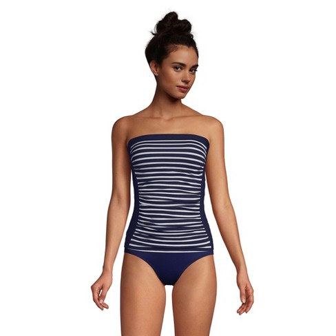 Lands' End Strapless Bandeau Tankini Top Swimsuit With Removable And Adjustable Straps : Target
