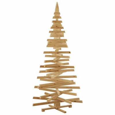 vidaXL Christmas Trees with Stand Brown 82.7" Solid pine wood