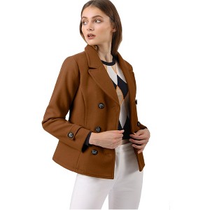 INSPIRE CHIC Women's Notched Lapel Double-Breasted Pea Coat - 1 of 4